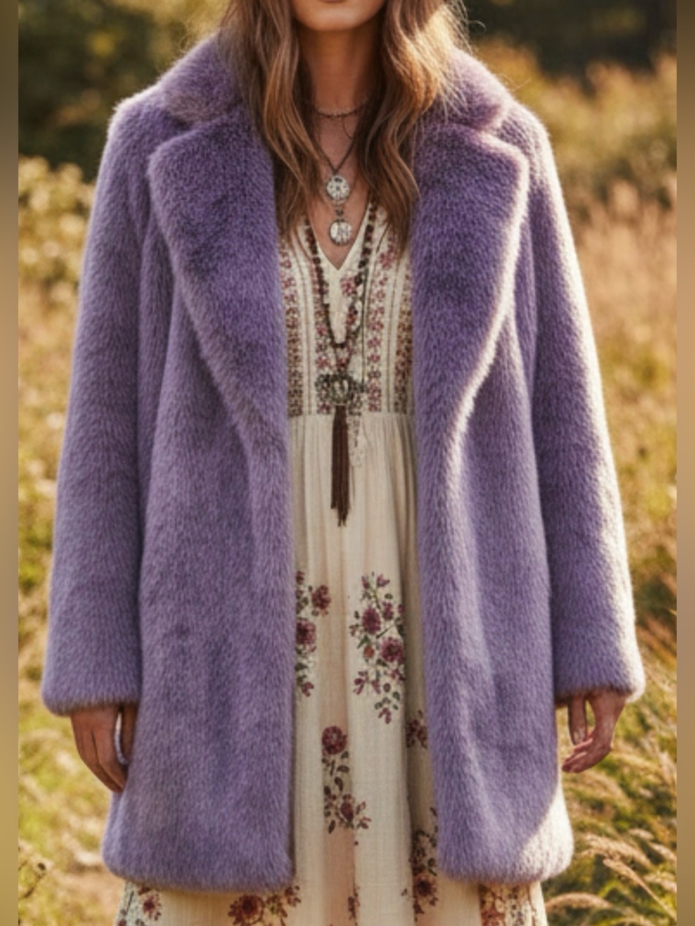 NWOT! Lavender Faux Fur Coat by Pyramid Collection, SMALL - Picture 2 of 12
